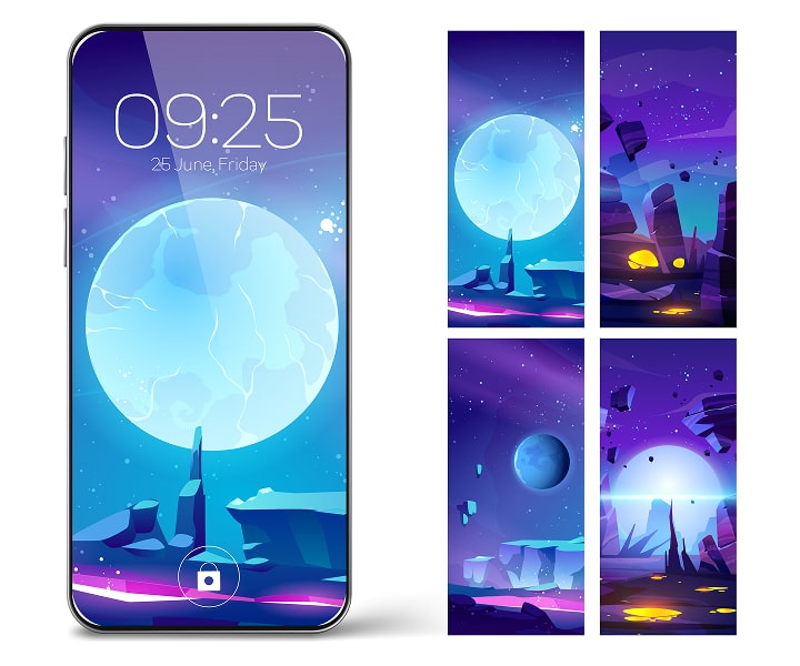 examples of illustrations of a mobile phone home screen